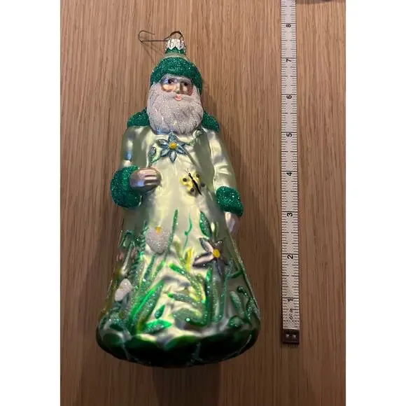 Patricia Breen Rainforest Santa Claus Blown Glass Large Ornament 7" 1998
